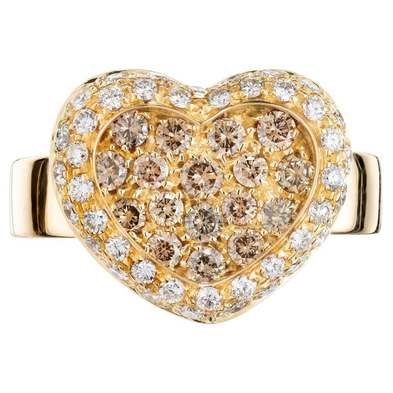 .50 Carat Champagne Diamond Yellow Gold Heart Ring