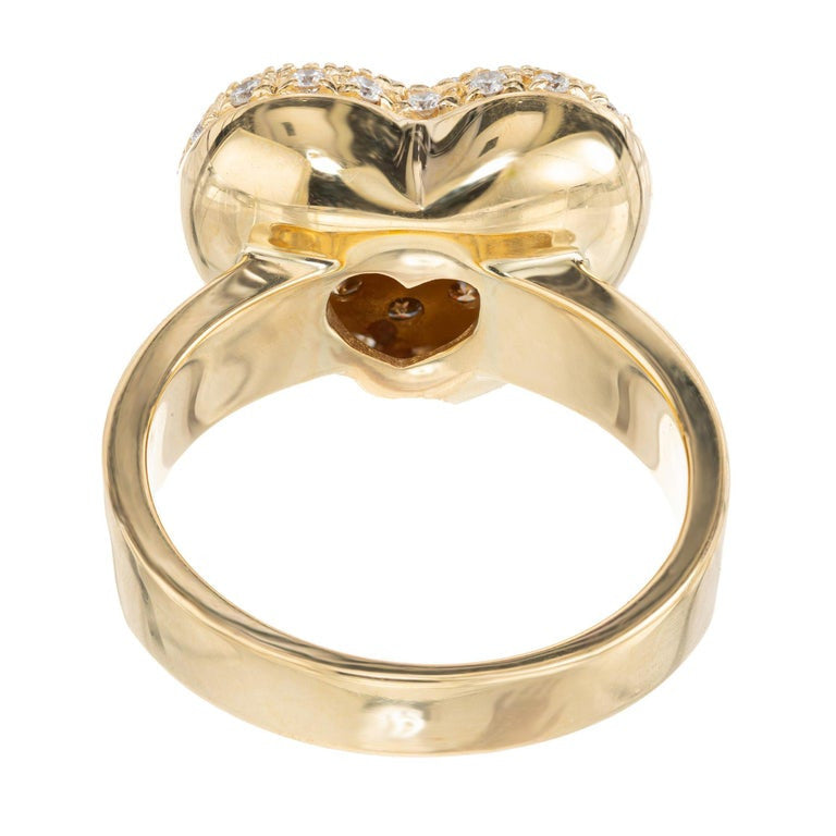 .50 Carat Champagne Diamond Yellow Gold Heart Ring – image 5
