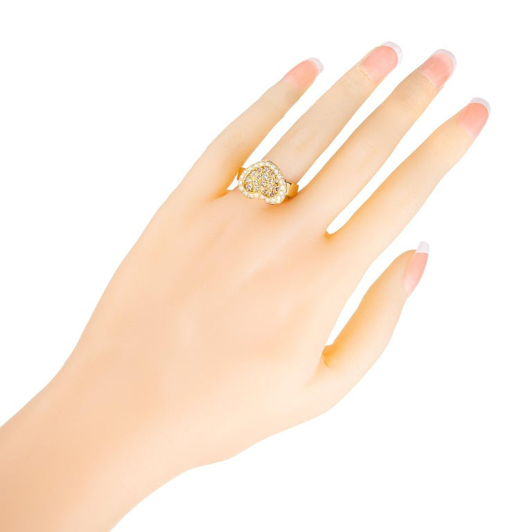 .50 Carat Champagne Diamond Yellow Gold Heart Ring – image 7