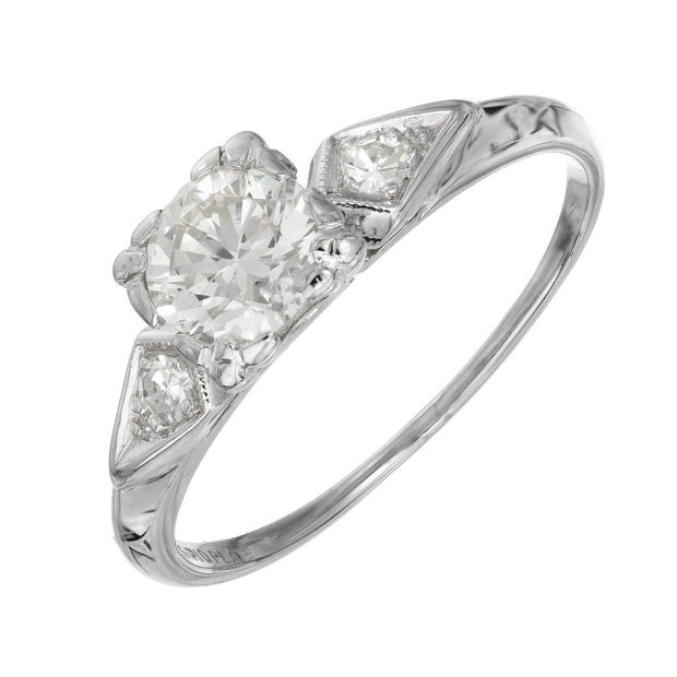 EGL Certified .75 Carat Diamond Three Stone Platinum Engagement Ring