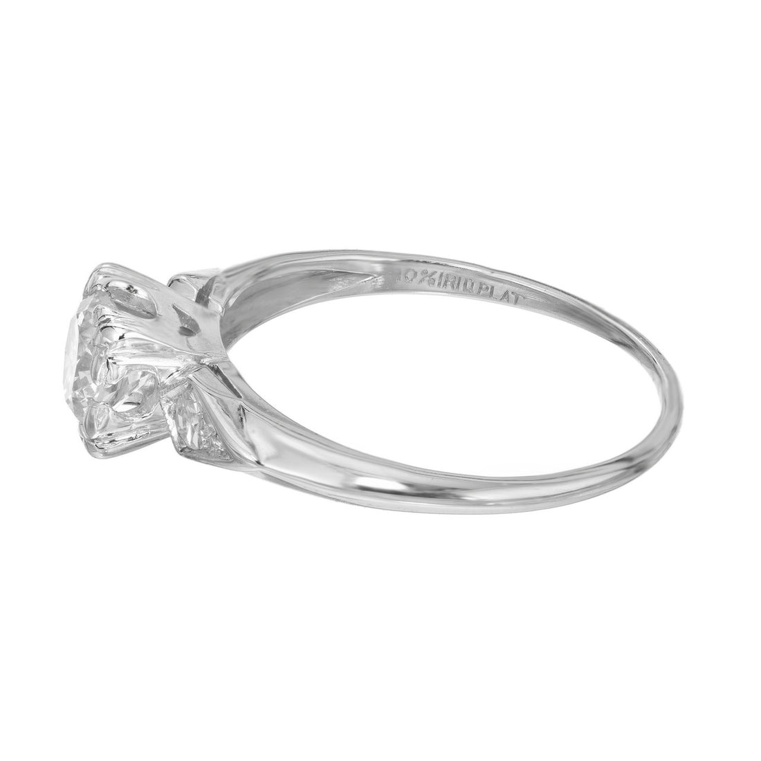 EGL Certified .75 Carat Diamond Three Stone Platinum Engagement Ring – image 5