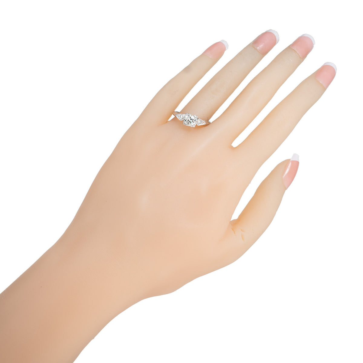 EGL Certified .75 Carat Diamond Three Stone Platinum Engagement Ring – image 8