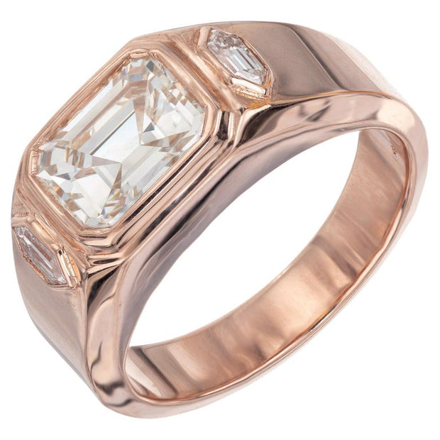Peter Suchy GIA Certified 2.45 Carat Emerald Cut Diamond Rose Gold Ring
