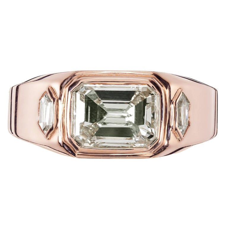 Peter Suchy GIA Certified 2.45 Carat Emerald Cut Diamond Rose Gold Ring – image 2