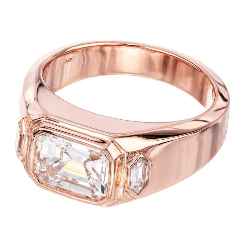 Peter Suchy GIA Certified 2.45 Carat Emerald Cut Diamond Rose Gold Ring – image 4