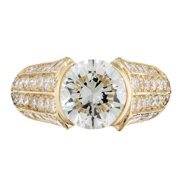 GIA Certified 3.01 Carat Round Diamond Yellow Gold Engagement Ring – image 2