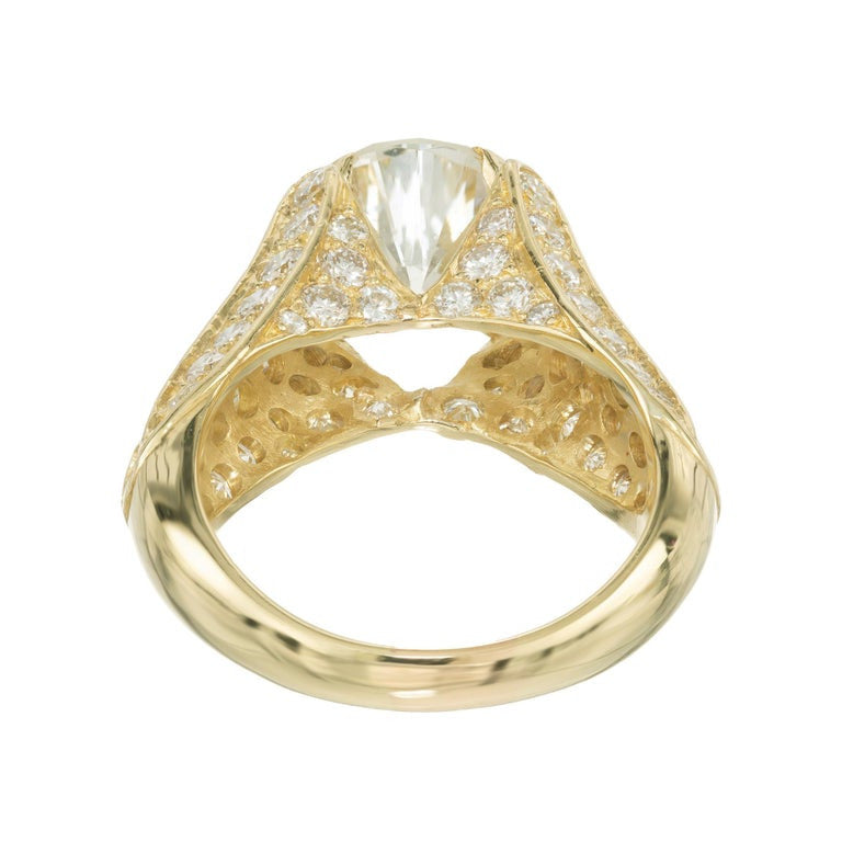 GIA Certified 3.01 Carat Round Diamond Yellow Gold Engagement Ring – image 5