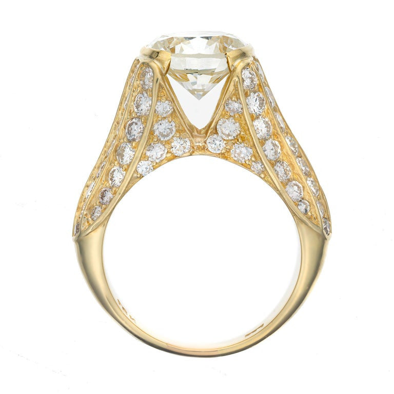 GIA Certified 3.01 Carat Round Diamond Yellow Gold Engagement Ring – image 6