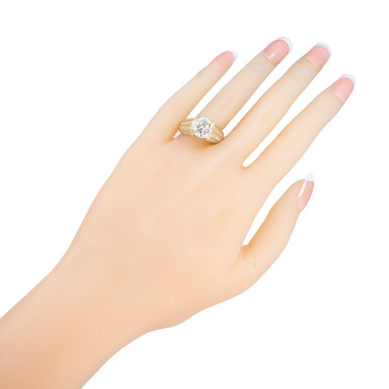 GIA Certified 3.01 Carat Round Diamond Yellow Gold Engagement Ring – image 8
