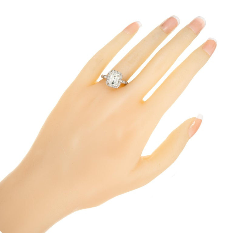 GIA Certified 2.27 Carat Diamond Platinum Halo Engagement Ring – image 4