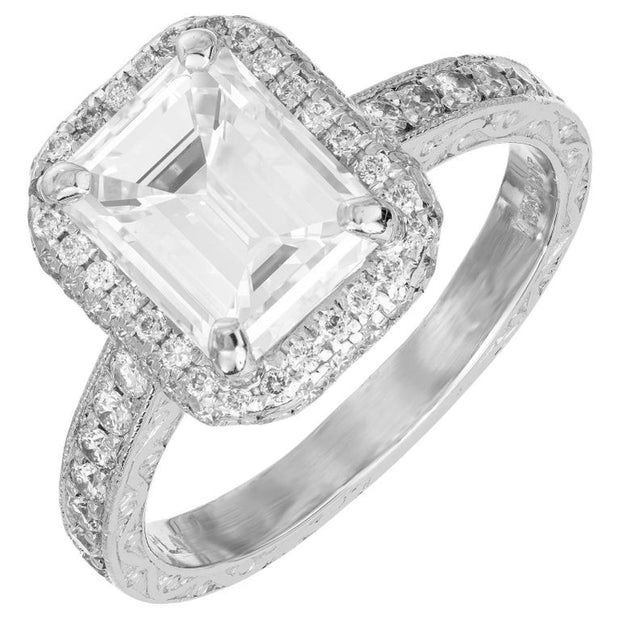 GIA Certified 2.27 Carat Diamond Platinum Halo Engagement Ring
