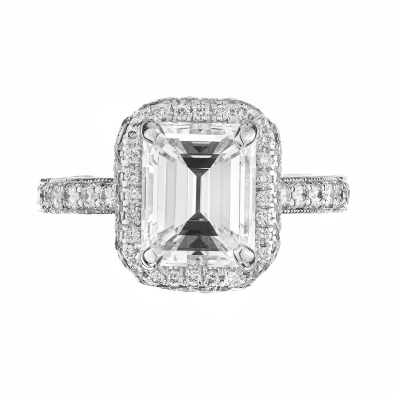 GIA Certified 2.27 Carat Diamond Platinum Halo Engagement Ring – image 2