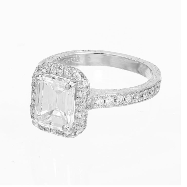 GIA Certified 2.27 Carat Diamond Platinum Halo Engagement Ring – image 5