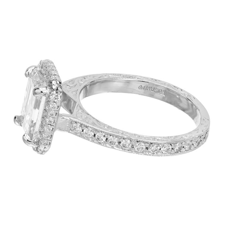 GIA Certified 2.27 Carat Diamond Platinum Halo Engagement Ring – image 6