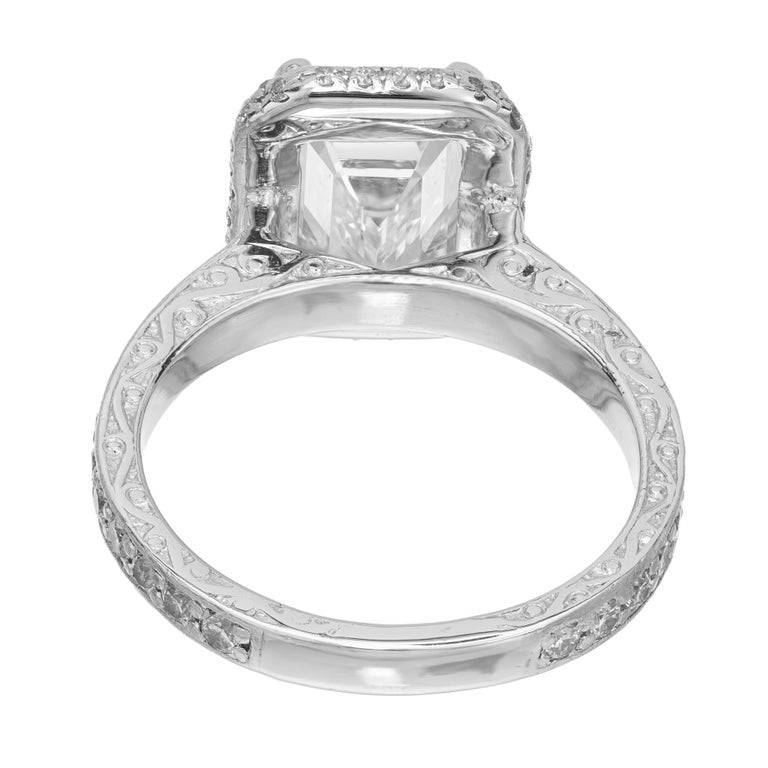 GIA Certified 2.27 Carat Diamond Platinum Halo Engagement Ring – image 7