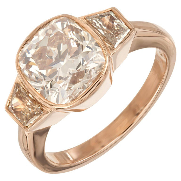 Peter Suchy GIA 3.01 Carat Diamond Rose Gold Three-Stone Engagement Ring