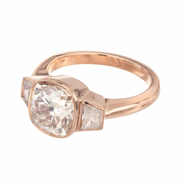 Peter Suchy GIA 3.01 Carat Diamond Rose Gold Three-Stone Engagement Ring – image 2