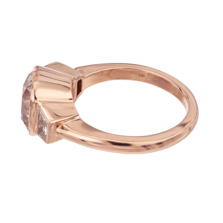 Peter Suchy GIA 3.01 Carat Diamond Rose Gold Three-Stone Engagement Ring – image 4