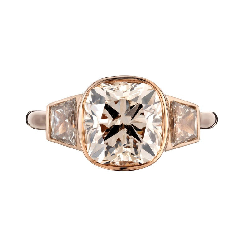 Peter Suchy GIA 3.01 Carat Diamond Rose Gold Three-Stone Engagement Ring – image 6