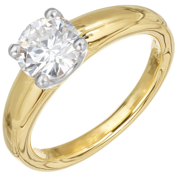 Alfred Butler EGL Certified 1.15 Carat Diamond Gold Solitaire Engagement Ring