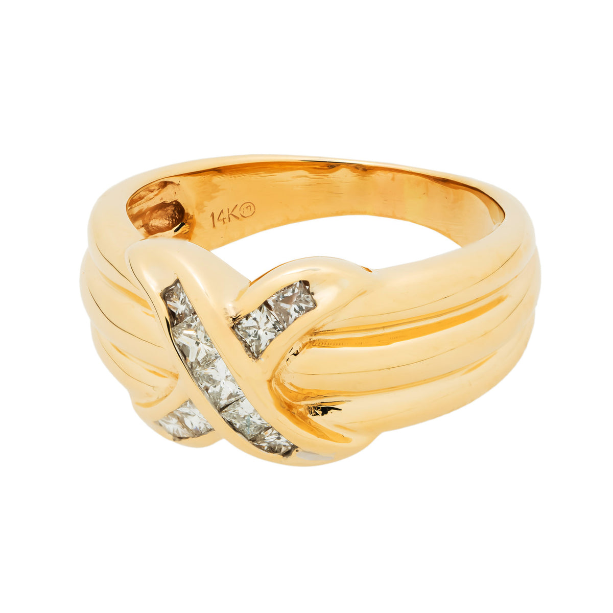 .30 Carat Diamond Yellow Gold "X" Ring