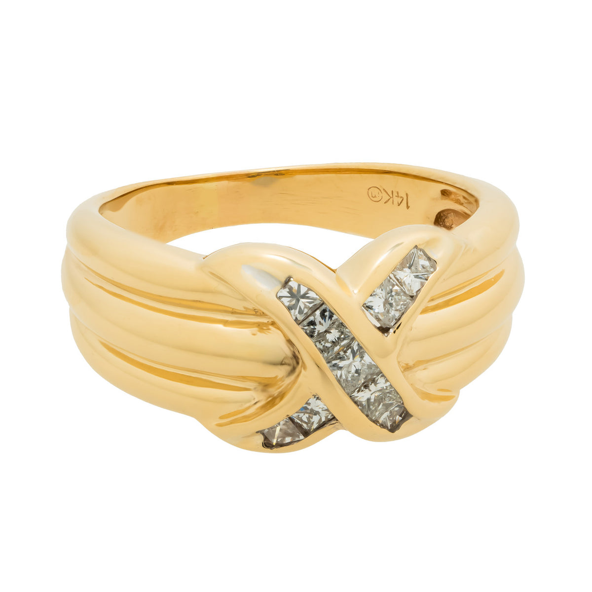 .30 Carat Diamond Yellow Gold "X" Ring – image 2
