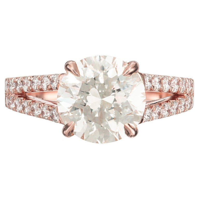 Peter Suchy GIA Certified 3.08 Carat Round Diamond Rose Gold Engagement Ring
