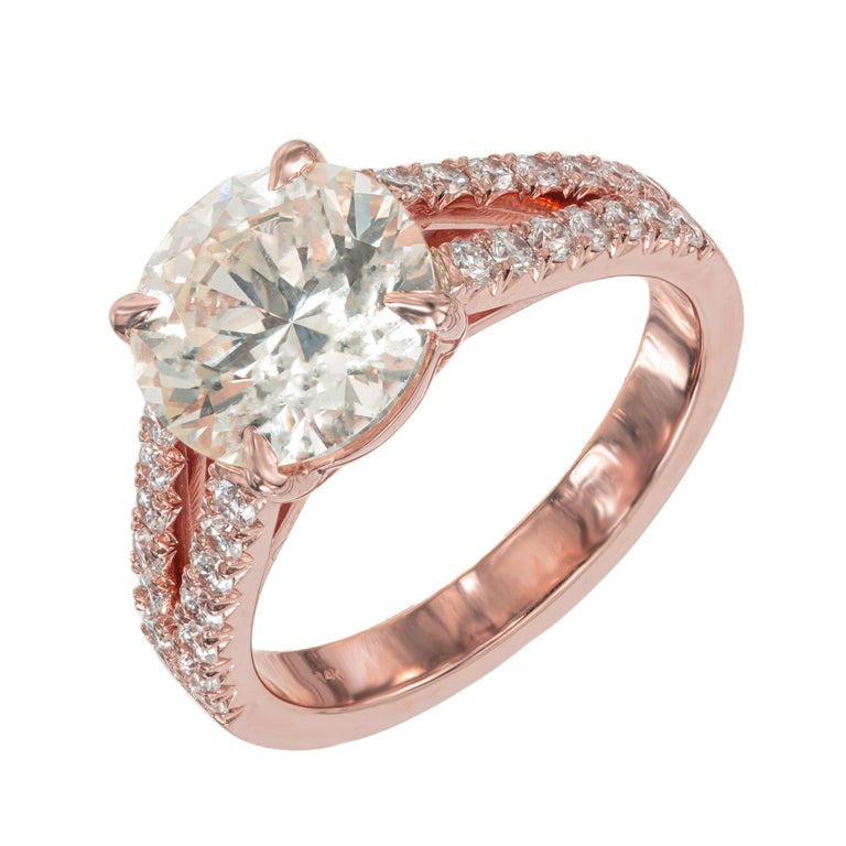Peter Suchy GIA Certified 3.08 Carat Round Diamond Rose Gold Engagement Ring – image 2