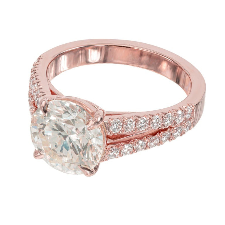 Peter Suchy GIA Certified 3.08 Carat Round Diamond Rose Gold Engagement Ring – image 4