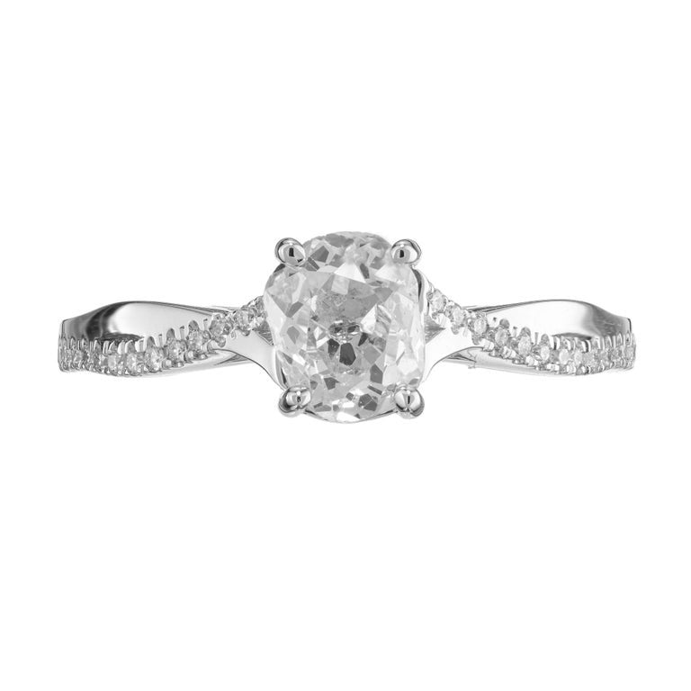 Peter Suchy EGL Certified .79 Carat Old Mine Diamond White Gold Engagement Ring – image 2