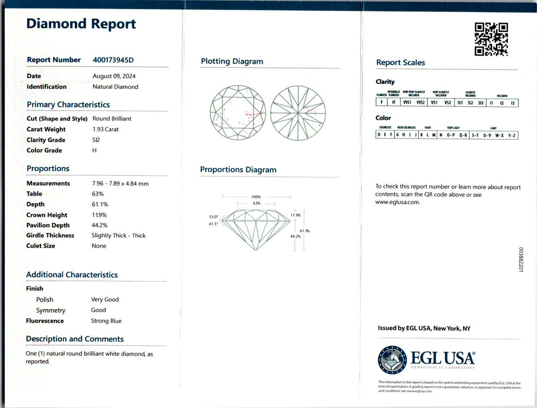 EGL Certified 1.93 Carat Diamond Sapphire Platinum Three Stone Engagement Ring – image 3
