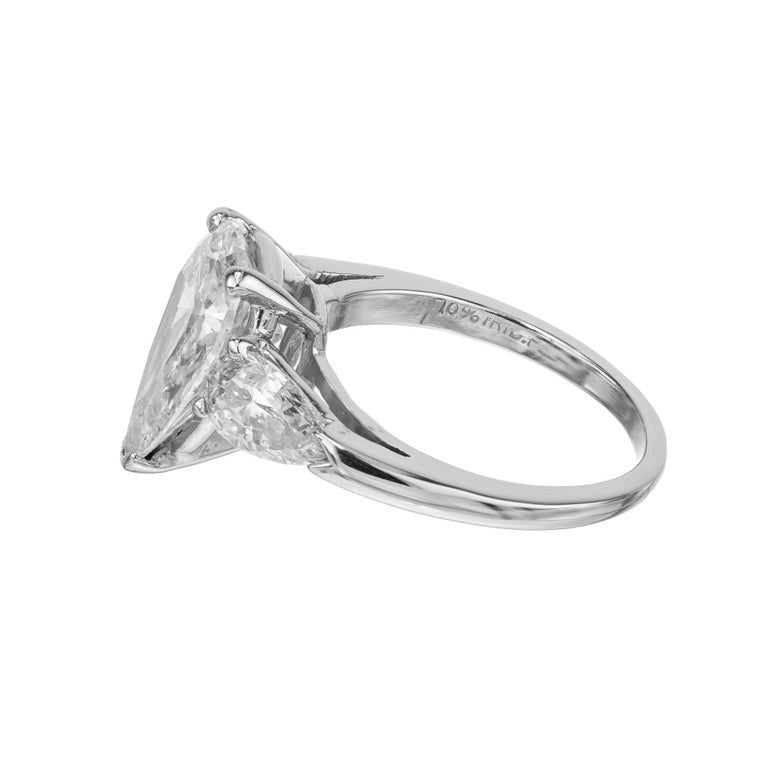 Peter Suchy EGL 4.02 Carat Pear Diamond Platinum Three Stone Engagement Ring – image 5