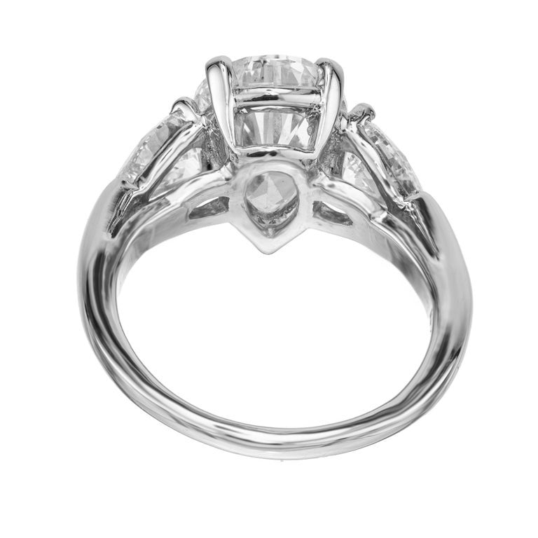 Peter Suchy EGL 4.02 Carat Pear Diamond Platinum Three Stone Engagement Ring – image 6