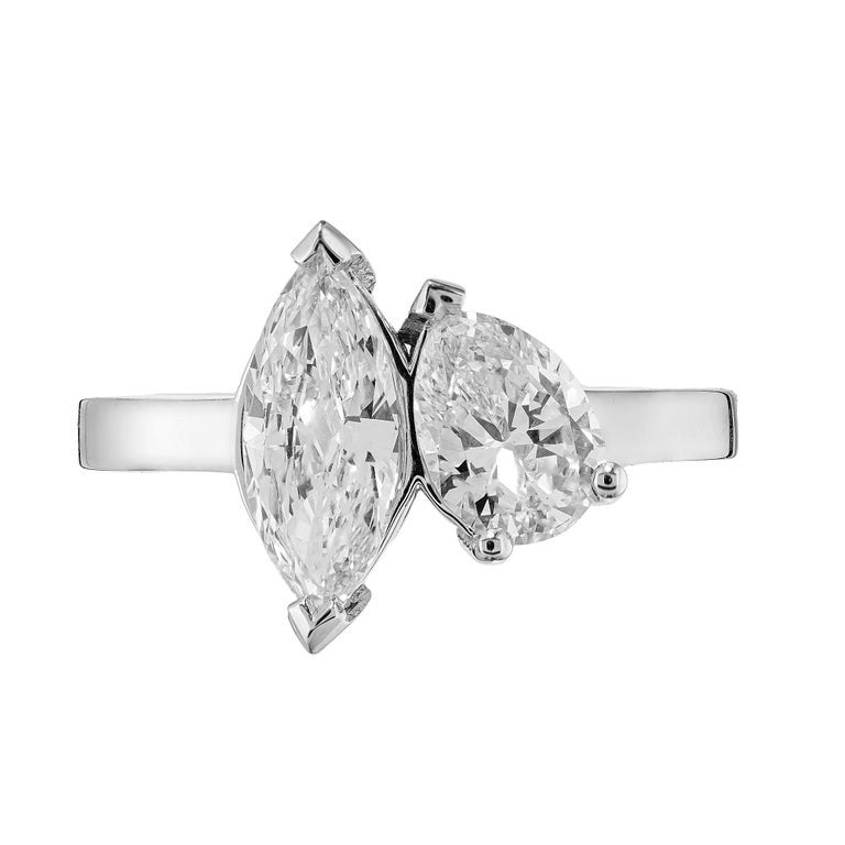 Peter Suchy GIA Certified 1.58 Carat Diamond Platinum Toi et Moi Engagement Ring – image 2