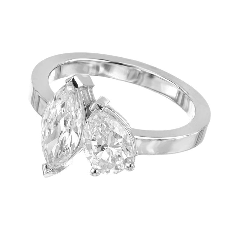 Peter Suchy GIA Certified 1.58 Carat Diamond Platinum Toi et Moi Engagement Ring – image 5