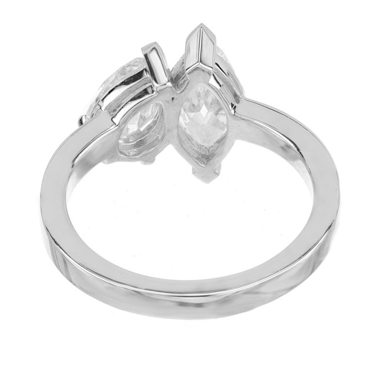 Peter Suchy GIA Certified 1.58 Carat Diamond Platinum Toi et Moi Engagement Ring – image 8