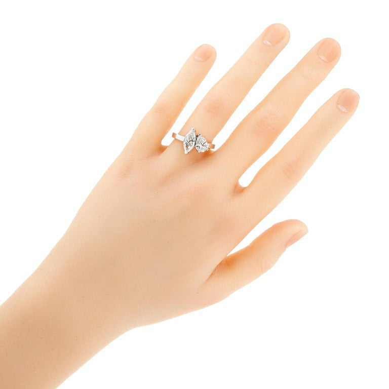 Peter Suchy GIA Certified 1.58 Carat Diamond Platinum Toi et Moi Engagement Ring – image 10