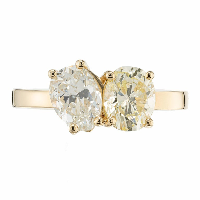 Peter Suchy GIA 2.10 Carat Diamond Yellow Gold Toe et Moi Engagement Ring – image 2