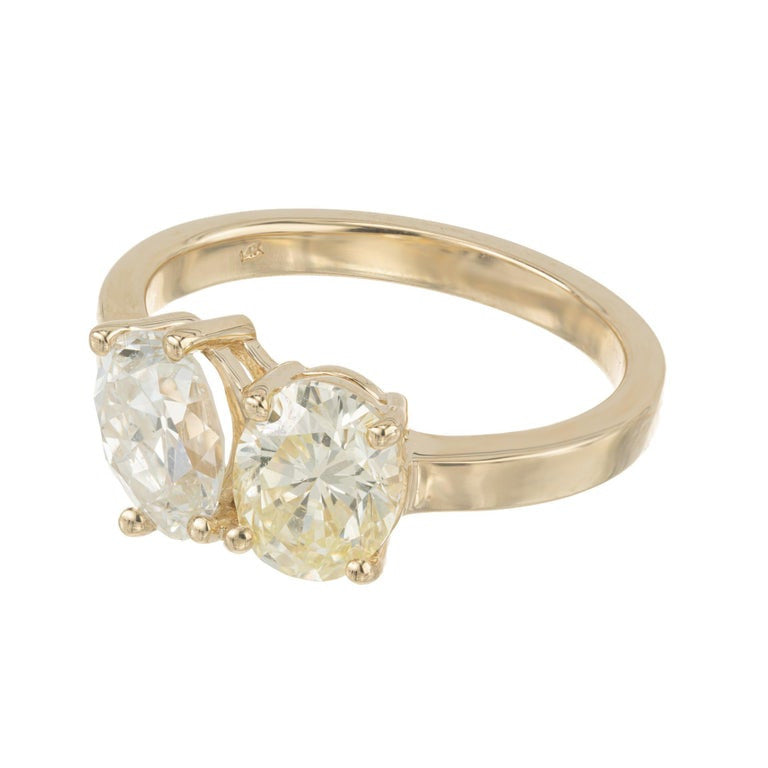 Peter Suchy GIA 2.10 Carat Diamond Yellow Gold Toe et Moi Engagement Ring – image 3