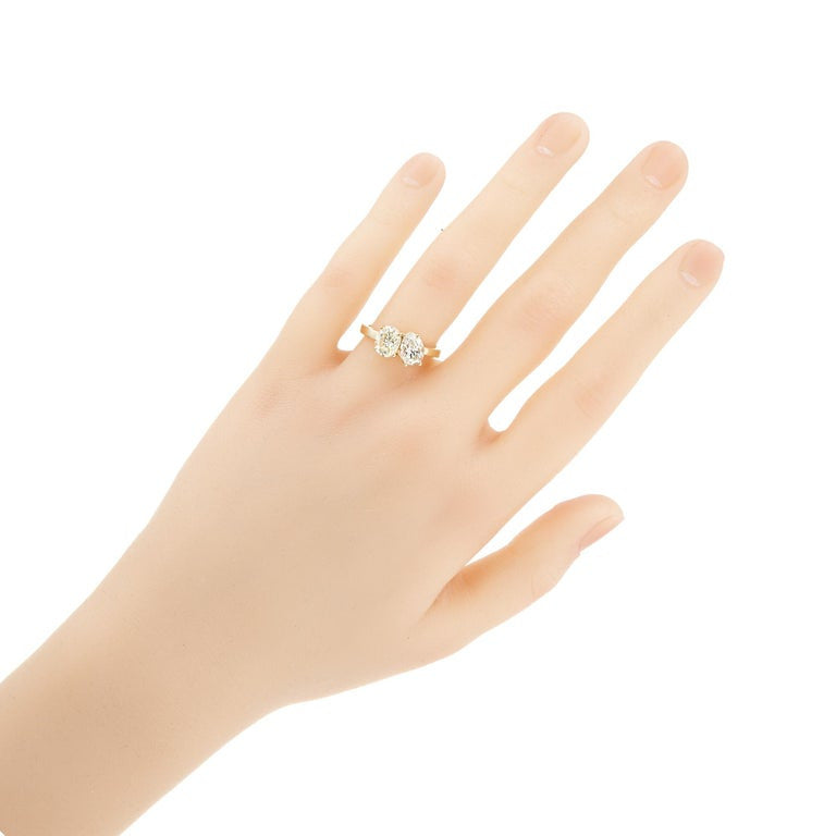 Peter Suchy GIA 2.10 Carat Diamond Yellow Gold Toe et Moi Engagement Ring – image 9