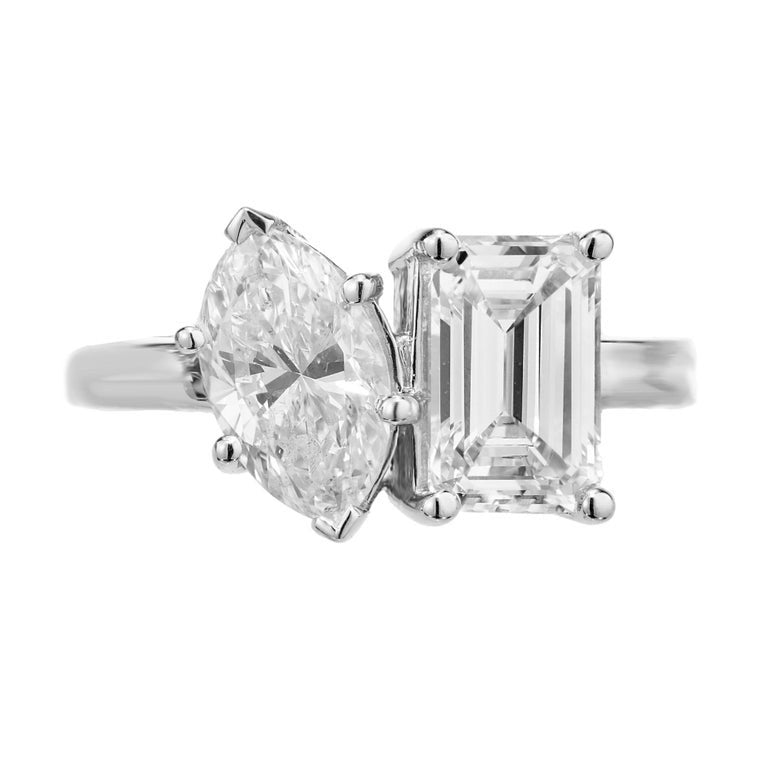 Peter Suchy GIA Certified 2.82 Carat Diamond Toi et Moi Platinum Engagement Ring – image 2