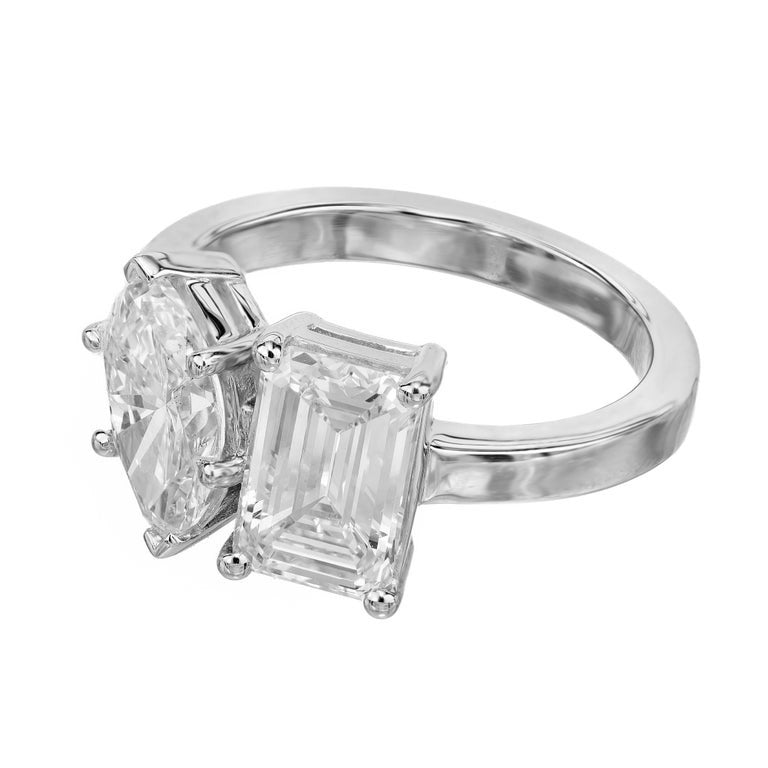 Peter Suchy GIA Certified 2.82 Carat Diamond Toi et Moi Platinum Engagement Ring – image 5