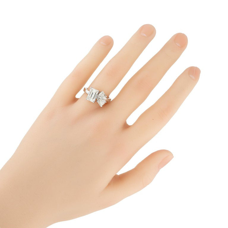 Peter Suchy GIA Certified 2.82 Carat Diamond Toi et Moi Platinum Engagement Ring – image 9
