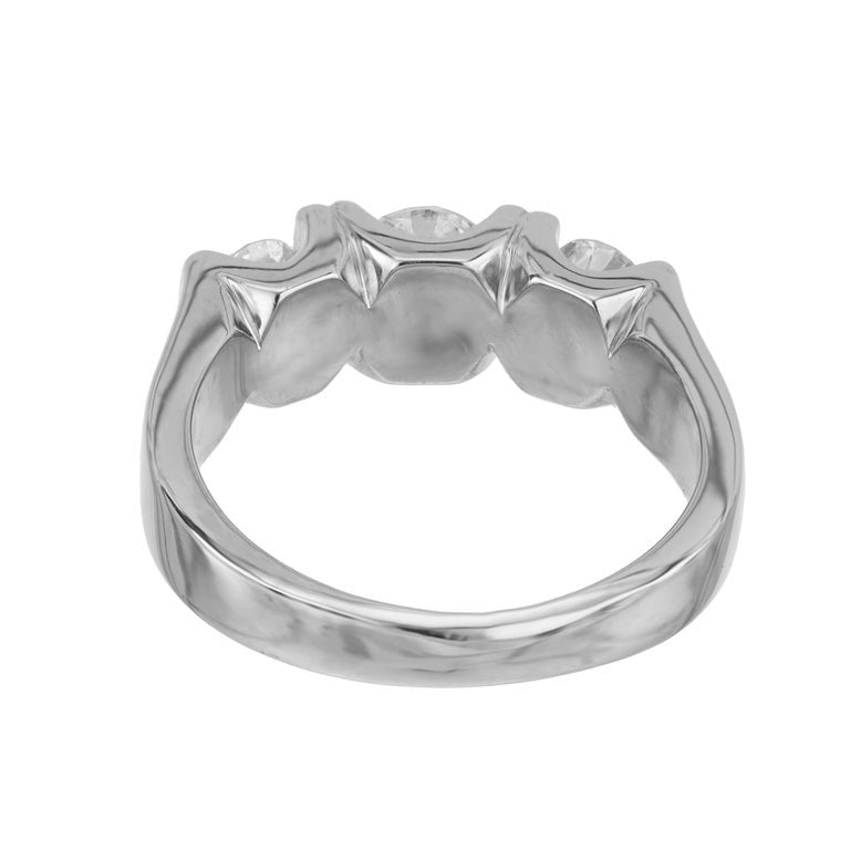 1.00 Carat Round Brilliant Cut Diamond White Gold Three Stone Band Ring – image 5