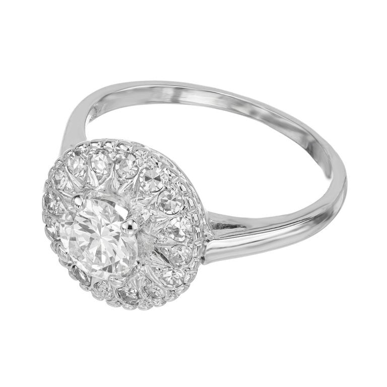 EGL Certified .90 Carat Diamond Halo White Gold Engagement Ring – image 4
