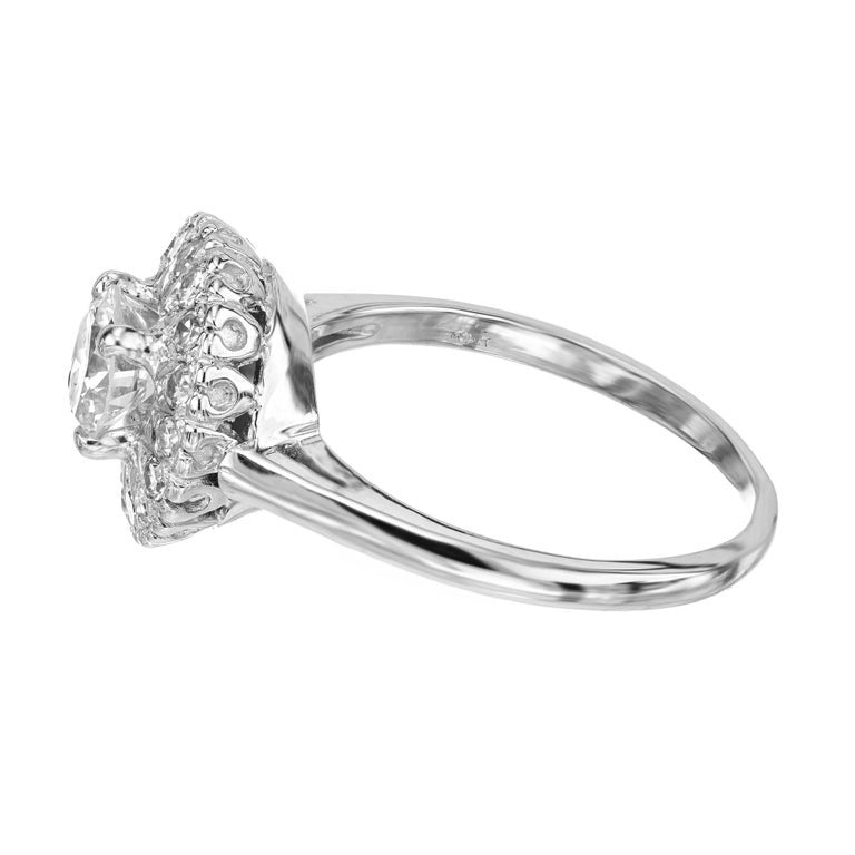 EGL Certified .90 Carat Diamond Halo White Gold Engagement Ring – image 5