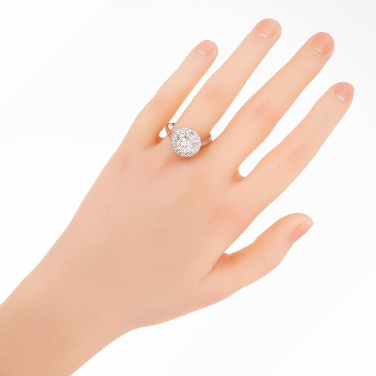 EGL Certified .90 Carat Diamond Halo White Gold Engagement Ring – image 8