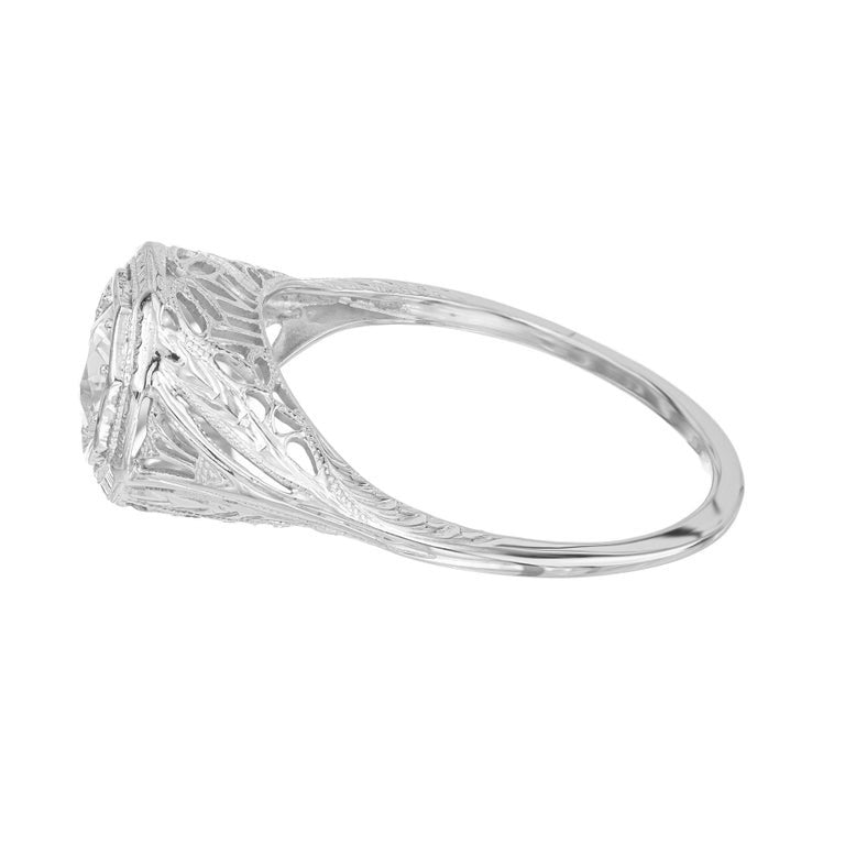 .50 Carat Diamond Platinum Art Deco Filigree Diamond Engagement Ring – image 4