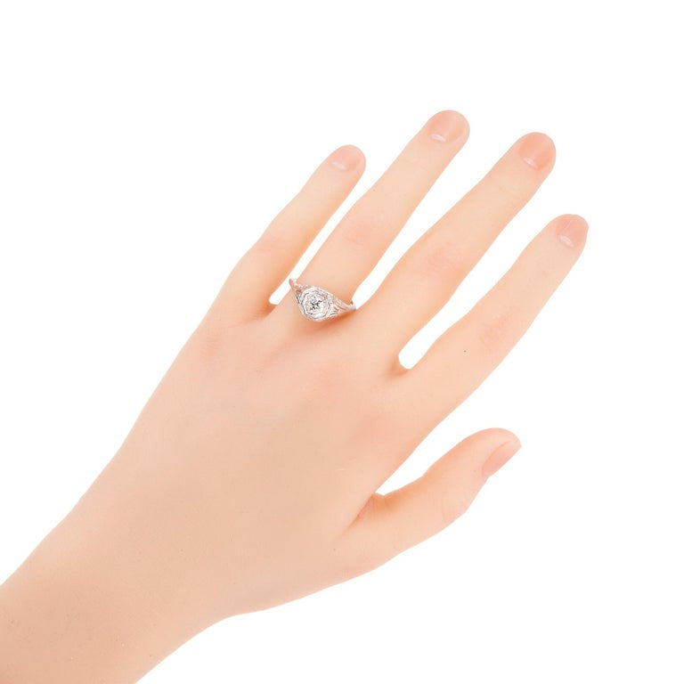 .50 Carat Diamond Platinum Art Deco Filigree Diamond Engagement Ring – image 6
