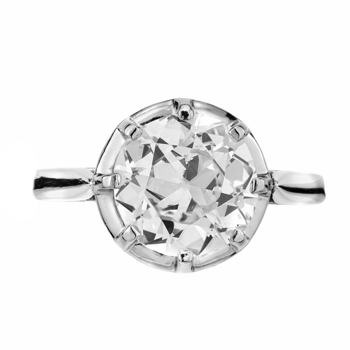 EGL Certified 2.50 Carat Round Diamond Platinum Art Deco Engagement Ring